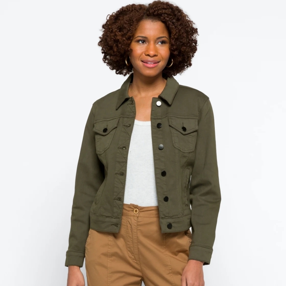 Olive Green Women's Jolene Stretch Denim Jacket